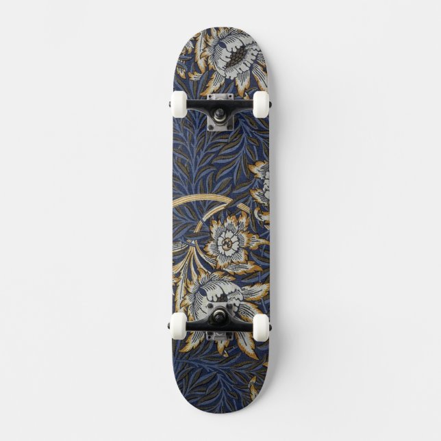 william morris tulip and willow tapestry pattern skateboard (Front)