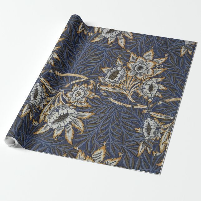 william morris tulip and willow tapestry pattern wrapping paper (Unrolled)