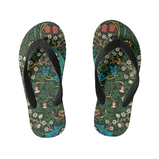William Morris Tulip Floral Pattern Kid's Jandals (Footbed)