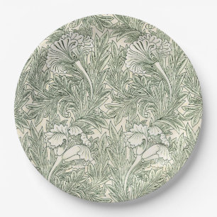 William Morris Tulip Green Floral Art Print Paper Plate
