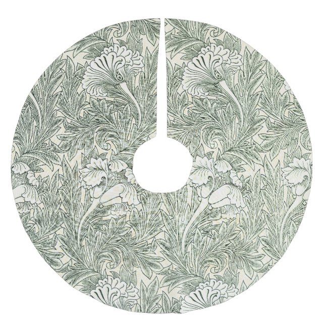 William Morris Tulip Wallpaper Classic Green Brushed Polyester Tree Skirt (Front)