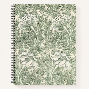 William Morris Tulip Wallpaper Classic Green Notebook