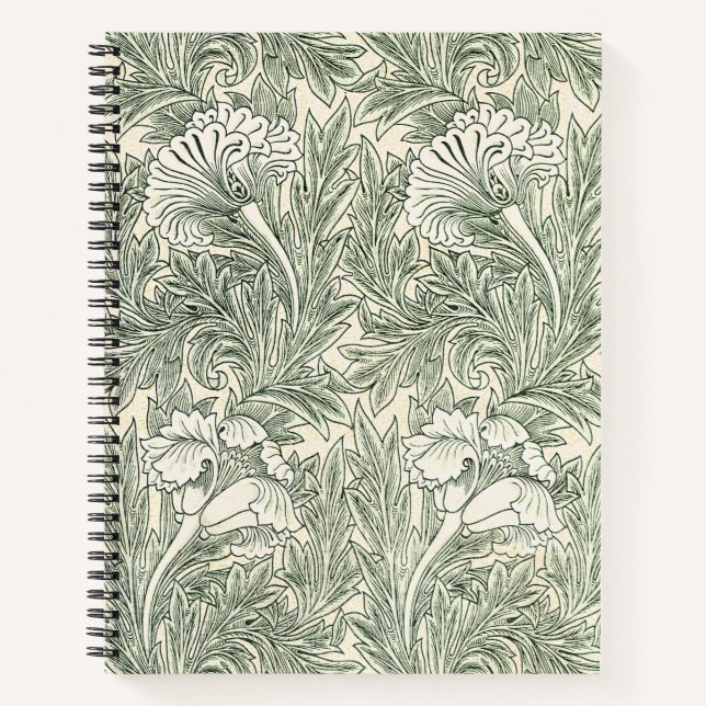 William Morris Tulip Wallpaper Classic Green Notebook (Front)