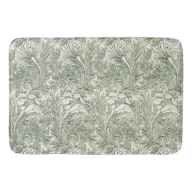 William Morris tulip wallpaper textile green Bath Mat (Front)