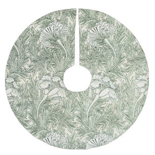 William Morris tulip wallpaper textile green Brushed Polyester Tree Skirt