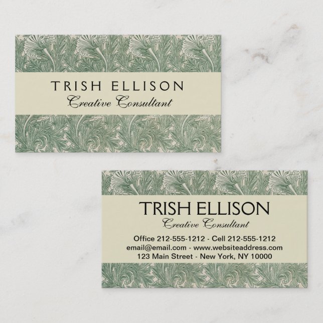 William Morris tulip wallpaper textile green Business Card (Front/Back)