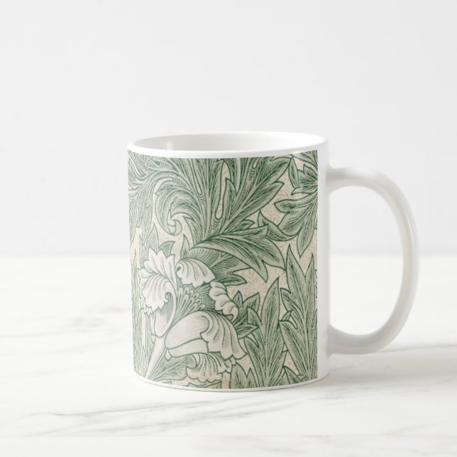 William Morris tulip wallpaper textile green Coffee Mug (Right)