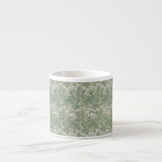 William Morris tulip wallpaper textile green Espresso Cup (Front)