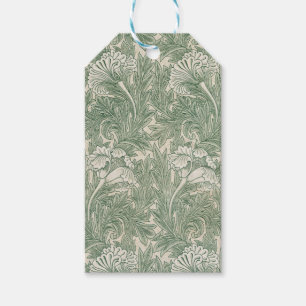 William Morris tulip wallpaper textile green Gift Tags