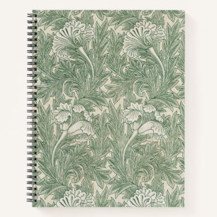 William Morris tulip wallpaper textile green Notebook