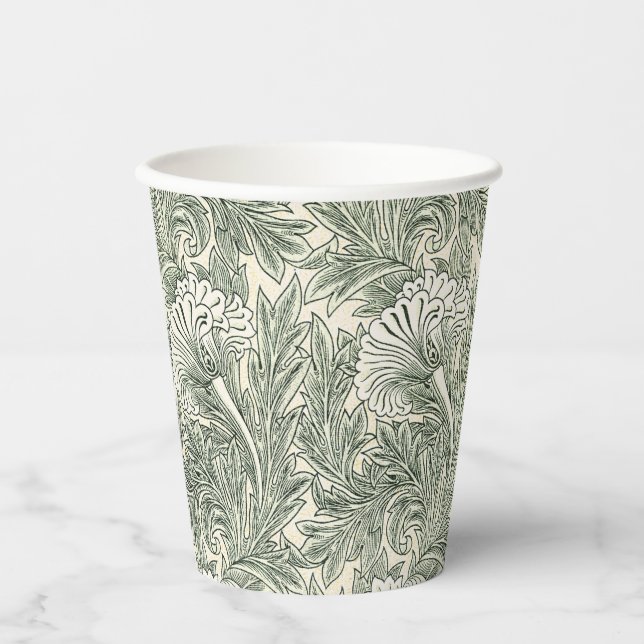 William Morris tulip wallpaper textile green Paper Cups (Front)