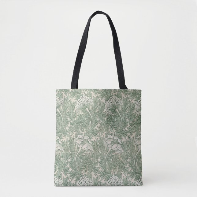William Morris tulip wallpaper textile green Tote Bag (Front)