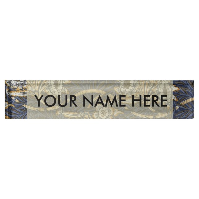 William Morris Tulip Willow Blue Pattern Nameplate (Front)