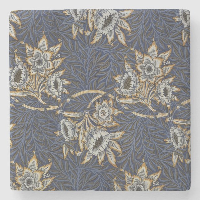 William Morris Tulip Willow Blue Pattern Stone Coaster (Front)