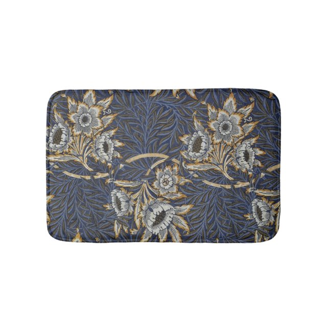 William Morris Tulip Willow Pattern Blue Floral Bath Mat (Front)