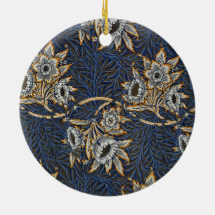 William Morris Tulip Willow Pattern Blue Floral Ceramic Tree Decoration