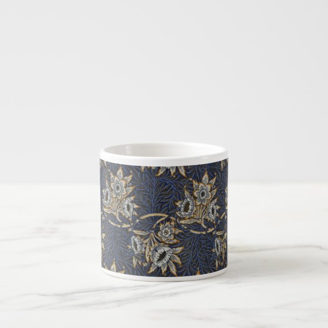 William Morris Tulip Willow Pattern Blue Floral Espresso Cup (Front)