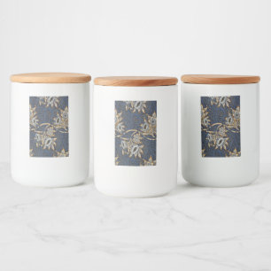 William Morris Tulip Willow Pattern Blue Floral Food Label