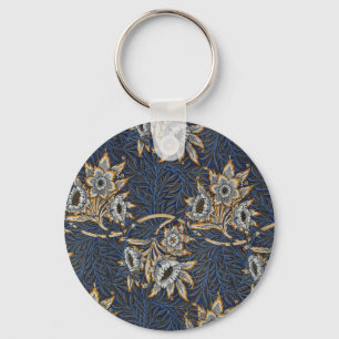 William Morris Tulip Willow Pattern Blue Floral Key Ring