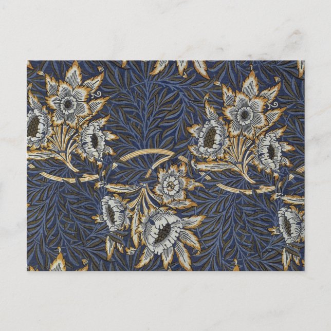 William Morris Tulip Willow Pattern Blue Floral Postcard (Front)