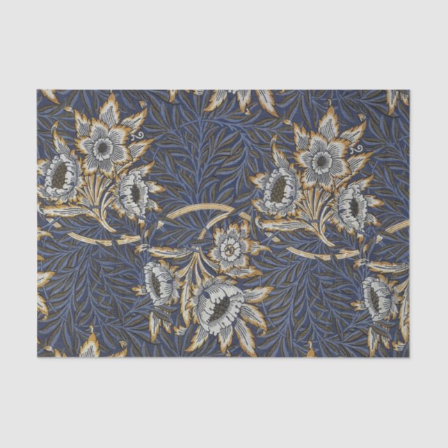 William Morris Tulip Willow Pattern Blue Floral Tissue Paper (Front)