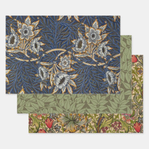 William Morris Tulip Willow Pattern Blue Floral Wrapping Paper Sheet