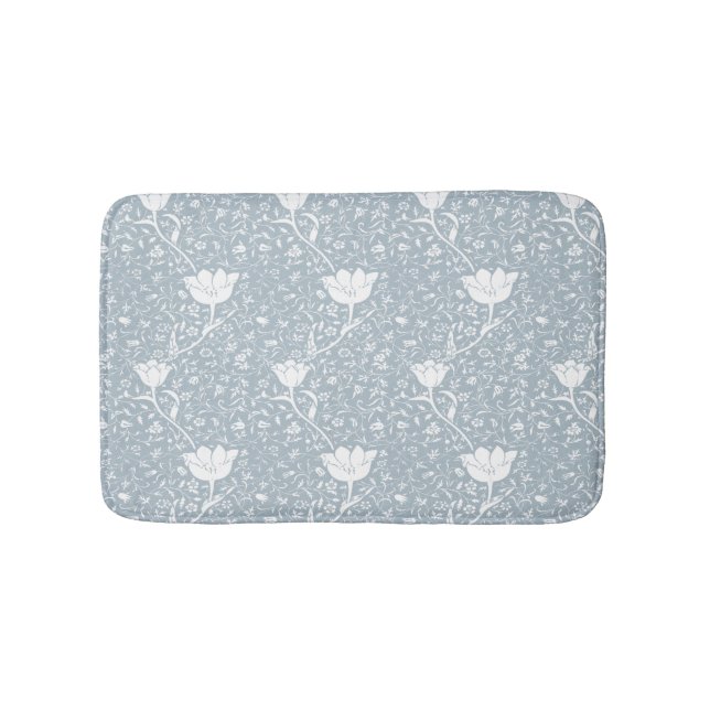 William Morris Tulips in White Pattern  Bath Mat (Front)