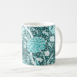 William Morris Turquoise Teal Floral Pattern Coffee Mug