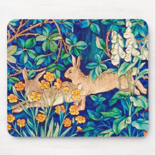 William Morris "Two Hares" - Rabbits in a Forest Mouse Pad
