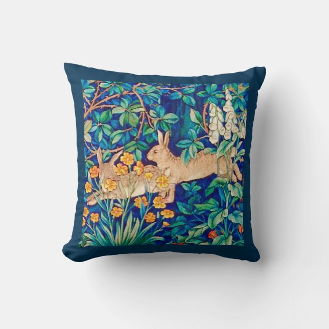 William Morris "Two Hares" - Wild Rabbits Cushion (Front)
