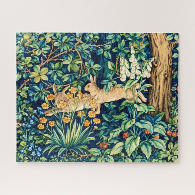 William Morris "Two Hares" Wild Rabbits Print Jigsaw Puzzle (Horizontal)