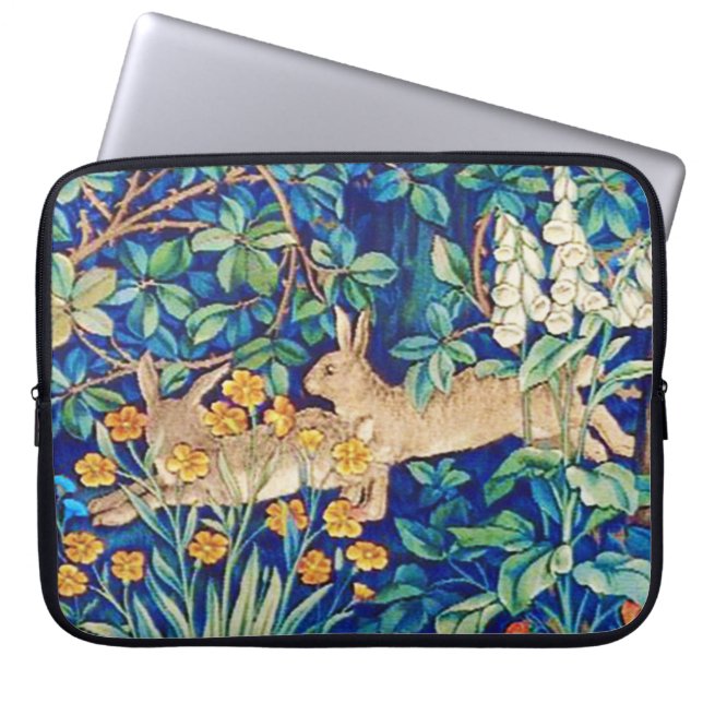 William Morris "Two Hares" Wild Rabbits Print  Laptop Sleeve (Front)