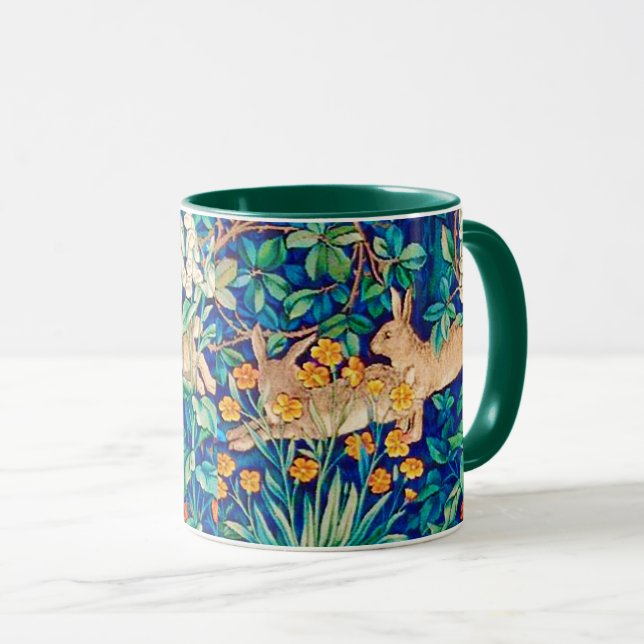 William Morris "Two Hares" Wild Rabbits Print  Mug (Front Right)