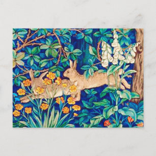 William Morris "Two Hares" Wild Rabbits Print  Postcard