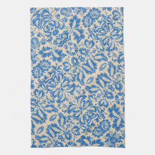William Morris Venetian Blue Floral Tile Art Tea Towel