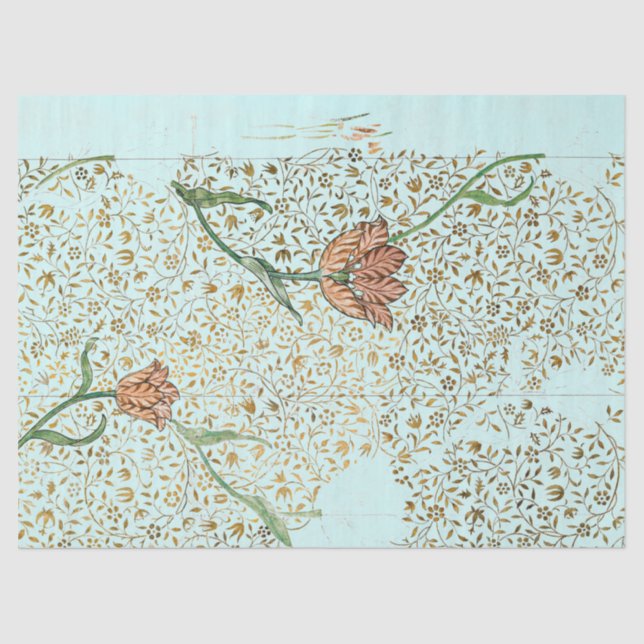 William Morris VINE AND TULIP AQUA Tissue Paper (Front)