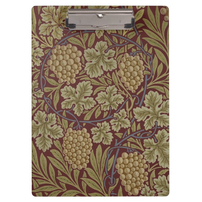 William Morris Vine Grape Red Green Art Clipboard (Front)