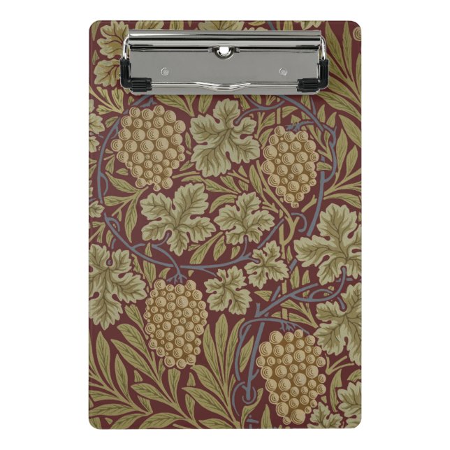 William Morris Vine Grape Red Green Art Mini Clipboard (Front)