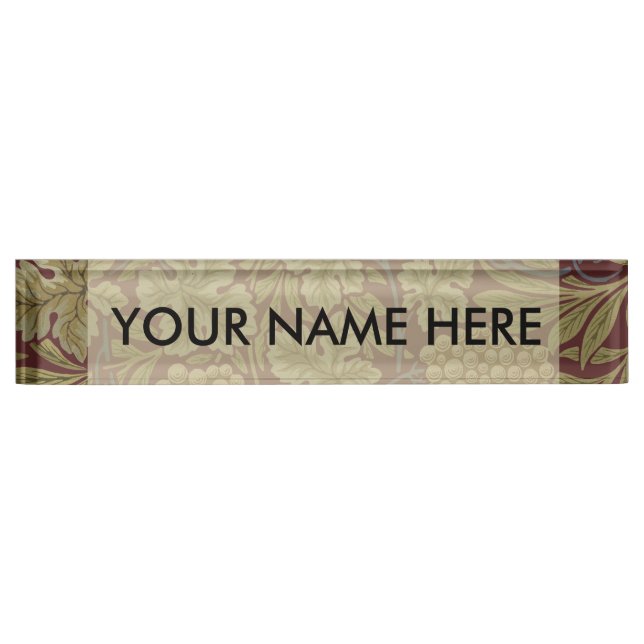 William Morris Vine Grape Red Green Art Nameplate (Front)