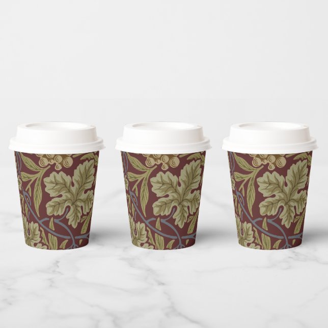 William Morris Vine Grape Red Green Art Paper Cups (Multi)