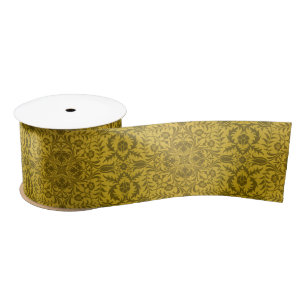 William Morris Vine Vintage Brown Flower Pattern Satin Ribbon