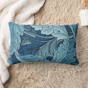 William Morris Vintage Acanthus Foliage Blue Lumbar Cushion