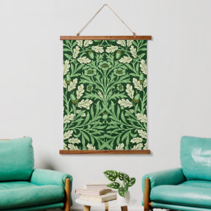 William Morris Vintage Acorn Oak Green Pattern Hanging Tapestry