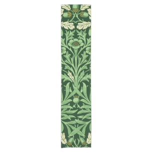 William Morris Vintage Acorn Oak Green Pattern Short Table Runner