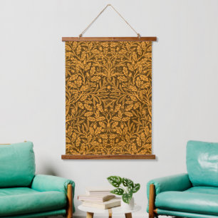 William Morris Vintage Autumn Gold Oak Pattern Hanging Tapestry