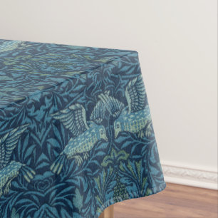 William Morris Vintage Bird Foliage Blue Tablecloth