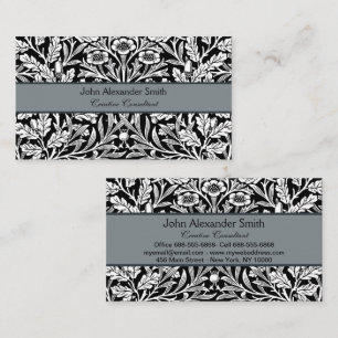 William Morris Vintage Black White Oak Pattern Business Card
