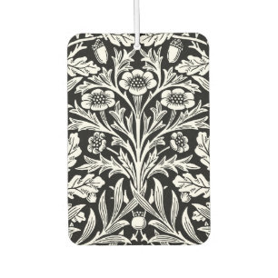 William Morris Vintage Black White Oak Pattern Car Air Freshener