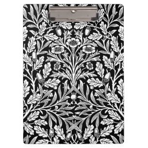William Morris Vintage Black White Oak Pattern Clipboard
