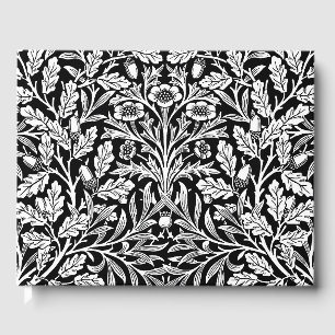 William Morris Vintage Black White Oak Pattern Guest Book
